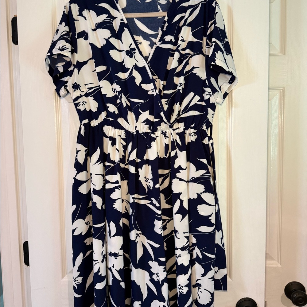 Navy and White Floral Dress